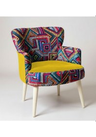 Resim Waterybrook Dijital Baskılı Kumaş - Babyface Kumaş - Tekli Berjer Koltuk - Beyaz Ayaklı Sarı 