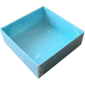 Resim Asetat Kapaklı Karton Kutu Mermer Desenli 8X8X3 50 Adet Mavi N11.9189 