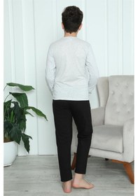 Resim Akbeniz Erkek Çocuk Penye Pijama Takım 20417 Gri 