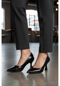 Resim Siyah Kırışık Kısa İnce Topuklu Kadın Abiye Ayakkabı 357190 Z Siyah Kırışık 