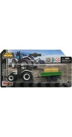 Resim Maisto Mini Work Machines Valtra Traktör ve Römork Seti 3 Yaş Üstü Çocuklar İçin 