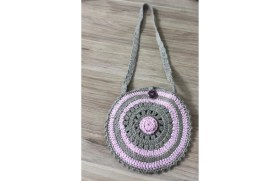 Resim El Örgüsü Kız Çocuk Çantası Pembe Gri 