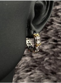 Resim Rednose Swarovski Taşlı Tif Altın Model Çift Renk Çelik Küpe Altın 