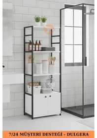 Resim Metal Banyo Dolabı 2 Kapaklı 4 Raflı Çok Amaçlı Havlu Düzenleyici Banyo Dolabı Çok Amaçlı Raf Beyaz 