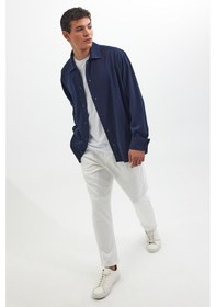 Resim Tudors Erkek Relax Fit Rahat Kesim Düğmeli Yandan Cepli Örme Lacivert Ceket Gömlek-41670 Lacivert 