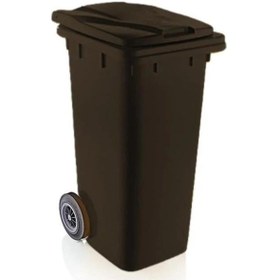 Resim Omnipazar Sy-6505 Tekerlekli Kapaklı Plastik Çöp Konteyneri 120 Lt Siyah 