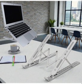 Resim En Büyük Boy Alüminyum Katlanabilir Kademeli Laptop Bilgisayar Notebook Mac Standı, Ergonomik Notebook Ve Tablet Tutucu, Çok Sağlam Metal Taşınabilir Tasarım, Hafif Koruma Çantası İle Beraber Sg-001 