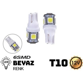 Resim Carub Ampul 12v T10 5 Smd Ledli Oto İç Ve Plaka Aydınlatma Ampulü Dipsiz Tek Duy Beyaz 2li Set 
