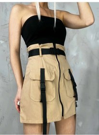 Resim Emishop Kargo Eşofman Altı Mini Kısa Spor Etek 388031820 Açık Bej 