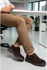 Resim Caffcas Hakiki Deri Süet Kahverengi Oxford Klasik Erkek Ayakkabı 5302 