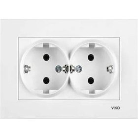 Resim Viko Karre 2'li Priz Sıvaaltı Topraklı Priz - Beyaz-1161 