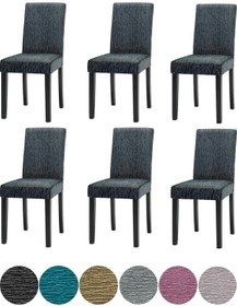 Resim Upmall Jakarli Sandalye Örtüsü, Kılıfı Çubuk Desen Antrast 6 Adet 