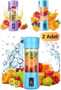 Resim Utelips 2 Adet 380 Ml Smoothie Blenderı Mini Mutfak Robotu Kişisel Blender Usb Mevye Sıkacağı Shaker Seti 