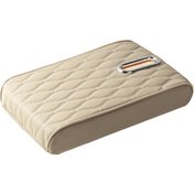 Resim Xiyyadms Evrensel Araç Konsol Kılıfı - Pu Deri & Hafızalı Köpük - Dokuma Kutusu Dahil - Suv, Kamyonet Ve Otomobiller İçin Bej 