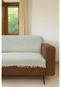 Resim Arpa Desen Dokuma Koltuk Örtüsü 170x210 %100 Pamuklu Koltuk Kılıfı Yeşil 