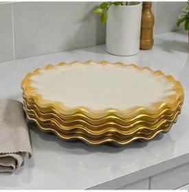 Resim Sudedi Home Latte Altın Yaldızlı Cam Pasta Tabağı Seti Çok Renkli 