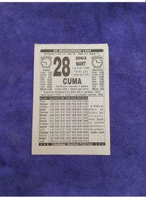 Resim 28 Mart 2003 Takvim Yaprağı - Nostaljik Koleksiyonluk Takvim Yaprağı 