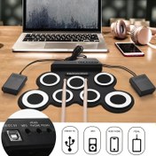 Resim Taşınabilir El Tipi Elektronik Davul, Katlanabilir Mini Caz Seti - Başlangıç Seviyesi İçin, USB MIDI Çıkışı, Kulaklık Desteği, Dahili Metronom, Enerji Tasarruflu Tasarım, Hoparlör Dahil Değil 