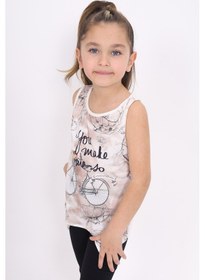 Resim Toontoy Kids Toontoy Kız Çocuk Bisiklet Baskılı Atlet Ekru 