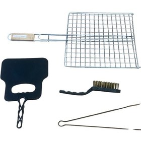 Resim Mobilreyon Mangal Seti 4'lü,tel Izgara 30x30cm,fırça Yelpaze,maşa 