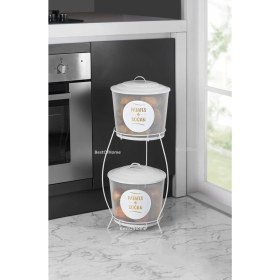 Resim Özbience Iki Katlı Ferforje Metal Patates ve Soğan Saklama Kovası, Şeffaf Fileli Tasarım 