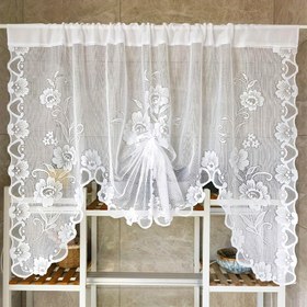 Resim 1 adet Vintage Kelebek Çekmece Perde - Çiçekli Dantel, Matkap Gerektirmeyen Şeffaf Perde Mutfak & Ev Dekoru için 