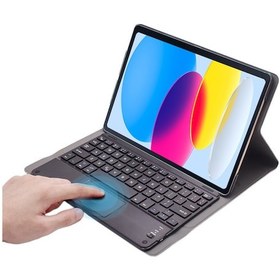 Resim Apple Uyumlu iPad 10.9 2022 Bluetooth Touchpad Klavyeli Kılıf-BKK5 