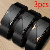 Resim 2025 Yeni 3 Parça Erkek Günlük Siyah Otomatik Tokalı Kemer - Şık İş Stili, Eş ileya Sevgili için Mükemmel Hediye 