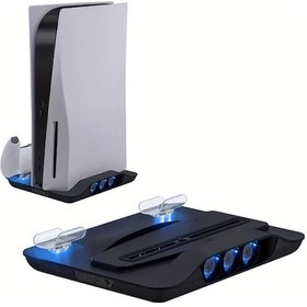 Resim Dream011 Siyah Ps5 Soğutma Fanı Ve Çift Kontrolör Şarj İstasyonu Playstation 5 Uhd Dijital Sürümler İçin Usb Portlu Soğutucu Stand 
