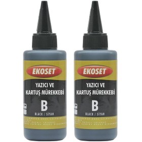 Resim Ekoset Siyah Yazıcı Ve Kartuş Mürekkebi 2x100ml 