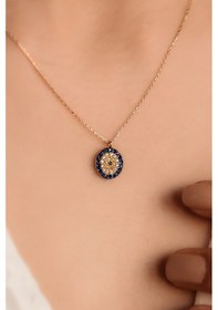 Resim Semizkuyumculuk 14 Ayar Altın Nazar Boncuğu Kolye 