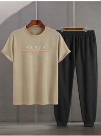 Resim 2'li Los Angles Baskılı Eşofman Takımı Bej 