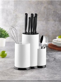 Resim Elasya Hediyelik 3 Bölmeli Kaşıklık - Şef Bıçaklıkk Standı (Ssd) 