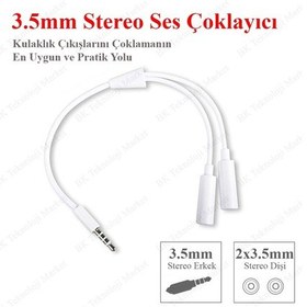 Resim 3.5Mm Stereo 4 Kutuplu Kulaklık Ses Çoklayıcı Kablo 
