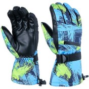 Resim Kar Kayak Eldivenleri Su Geçirmez Ve Rüzgar Geçirmez Kış Eldivenleri Isıtıcı Eldivenler Dış Mekan Sıcak Eldivenler Sıcak Dokunmatik Ekran Eldivenleri Tam Parmak Eldivenler Soğuk Hava El Isıtıcıları Mavi 