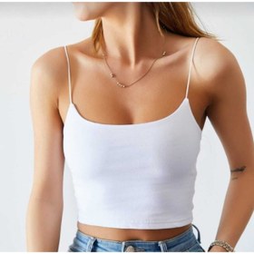 Resim Coesta Tatum Askılı Beyaz Kadın Crop 