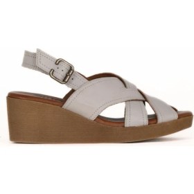 Resim Bueno Shoes Gri Deri Kadın Dolgu Topuklu Sandalet 01WE3906 01WE3906 