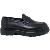 Resim Slope Erkek Siyah Hakiki Deri Oxford Ayakkabı 