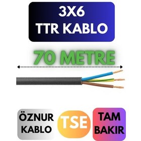 Resim Öznur 3x6 Ttr Kablo Metre Seçenekli Siyah - 70 Metre 