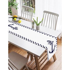 Resim Beyaz Zemin Üzerinde Geometrik Çizimli Çapa Desenli Dijital Baskılı Özel Tasarım Süet Runner 