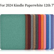 Resim Kindle Paperwhite 6 12. Seri 2024 için 7 inç Kumaş Desenli El Tutma TPU Kılıf Manyetik Kapak 