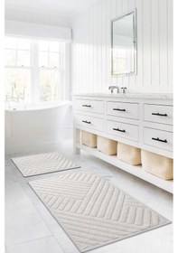 Resim Koza Home Medea Krem 2li Pamuk Banyo Paspas Takımı 60x100 60x50 8594 Krem 