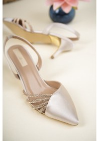 Resim Taş Biyeli Karnı Yarık Stiletto Ten - Ten Ten Rengi 