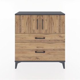 Resim Arges Şifonyer 2 Raflı 2 Çekmeceli 2 Kapaklı 88x30x96 - Çam / Çam 