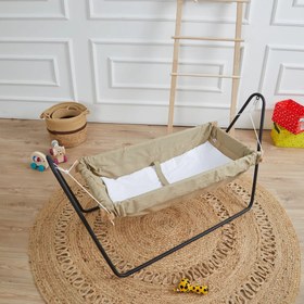 Resim Ahşap Bebek Hamak Beşik - Kahverengi 