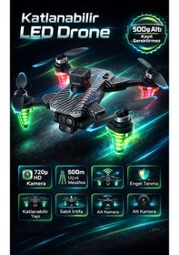 Resim Katlanabilir Engel Sensörlü Profesyonel Görünümlü Drone - Çanta Hediyeli Çift Kameralı 