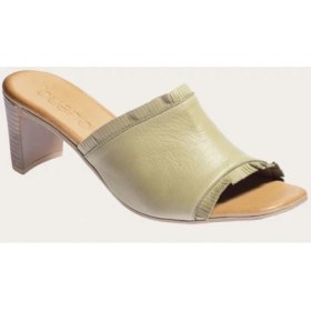 Resim Bueno Shoes Deri Haki Kadın Topuklu Terlik 