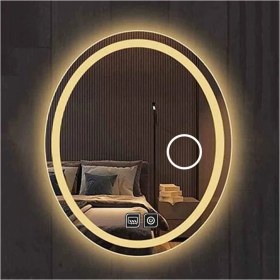 Resim Dnr-Mirror55x75 Cm Buğu Yapmayan Dokunmatik Tuşlu Makyaj Aynalı Kumlamalı Günışığı Ledli Elips Banyo Aynası 