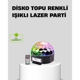 Resim Aesco Ritim Hassasiyetli Bluetooth Hoparlörlü Disko Işığı Döner LED Efektli 