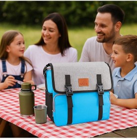 Resim Perlotus Yalıtımlı Termos Piknik Kamp Çantası Büyük Boy 16 Lt Su Geçirmez İki Renkli Mavi 